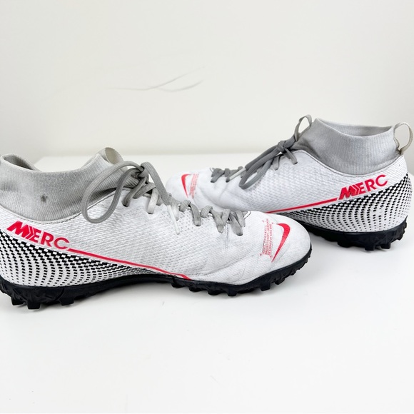 Nike Kids Mercurial Superfly 7 Academy Turf Soccer Shoes White/Laser Crimson/Blk - Picture 5 of 7